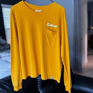 CarharttMen’s Long Sleeve Pocket T‑Shirt Loose Fit Mustard Gold Size L Workwear